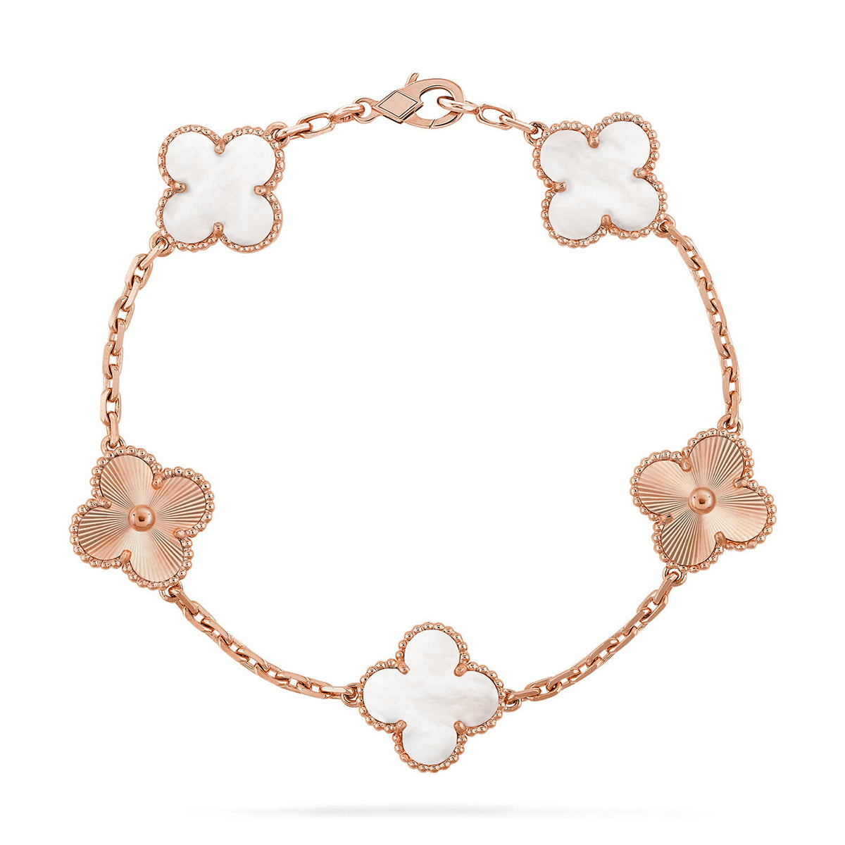 [Dawnora Jewelry]CLOVER WHITE PEARL MOP 5 MOTIF BRACELET COLLECTION