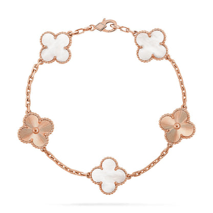 [Dawnora Jewelry]CLOVER WHITE PEARL MOP 5 MOTIF BRACELET COLLECTION