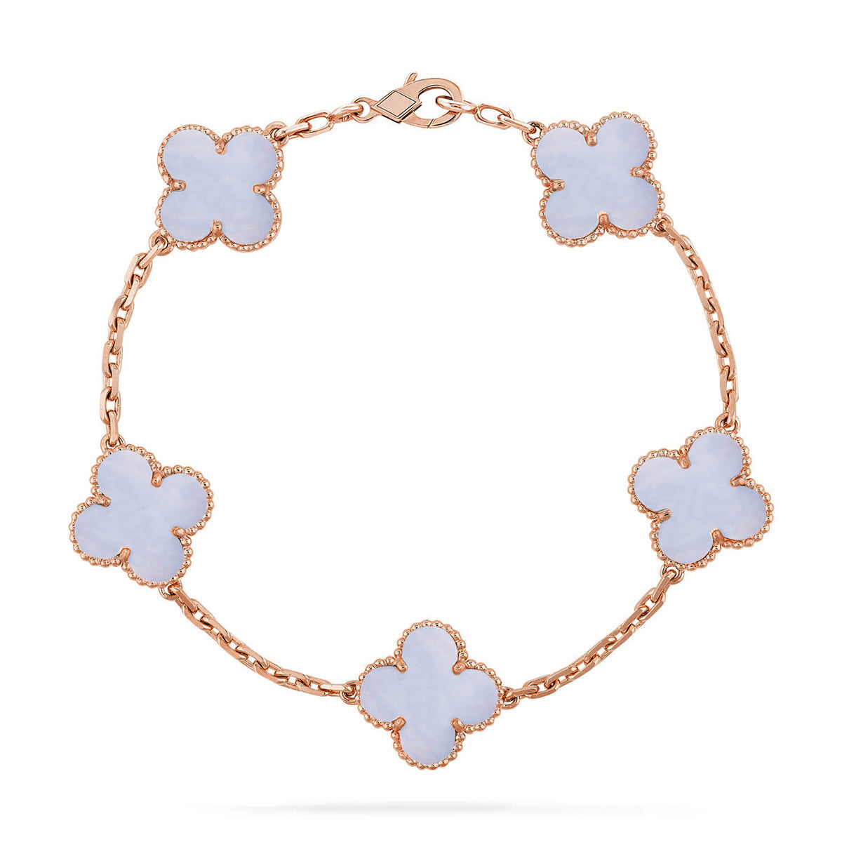[Dawnora Jewelry] CLOVER 5 MOTIF PURPLE CHALCEDONY BRACELET COLLECTION