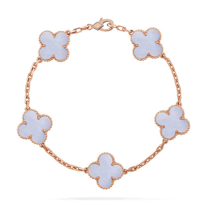 [Dawnora Jewelry] CLOVER 5 MOTIF PURPLE CHALCEDONY BRACELET COLLECTION