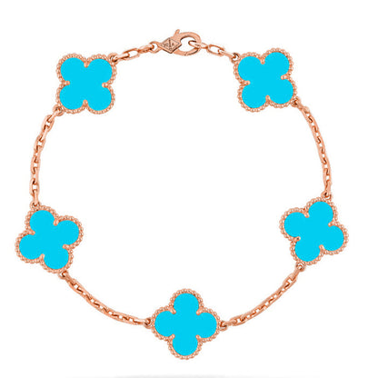 [Dawnora Jewelry] CLOVER 5 MOTIF TURQUOISE BRACELET COLLECTION