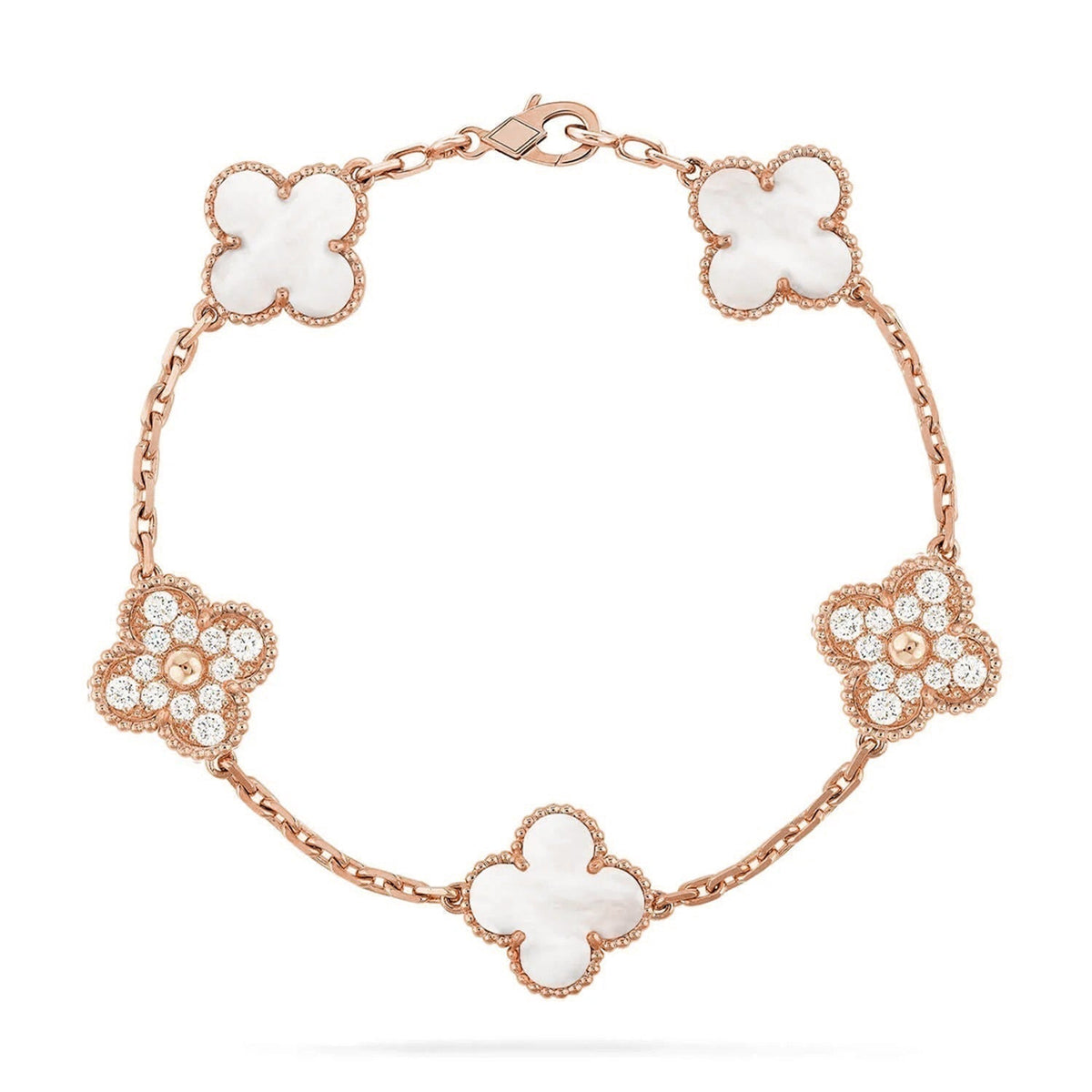 [Dawnora Jewelry]CLOVER WHITE PEARL MOP 5 MOTIF BRACELET COLLECTION