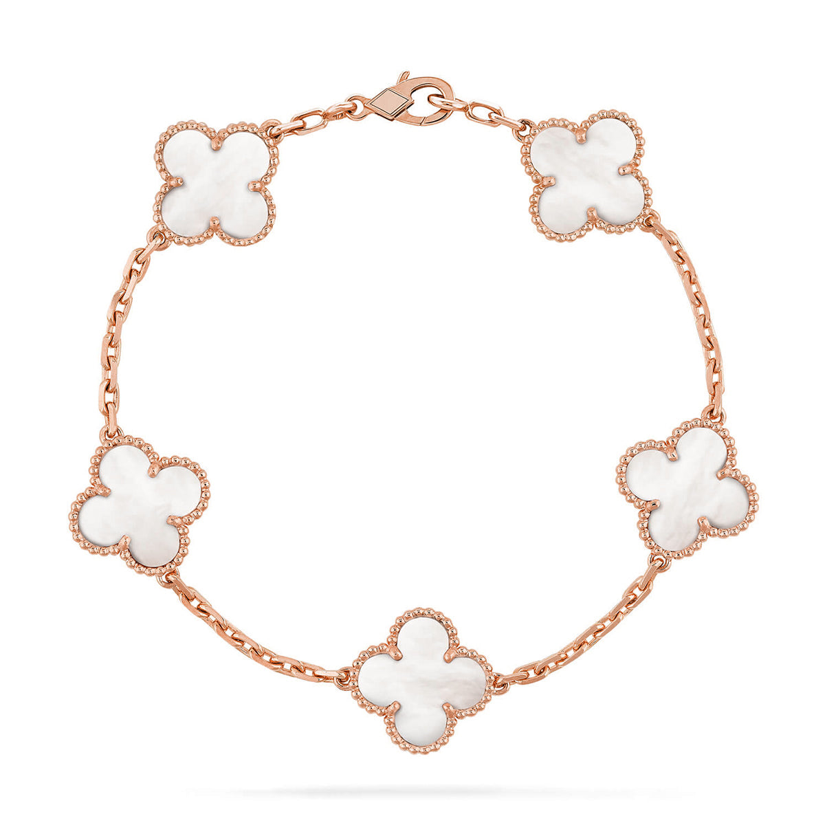[Dawnora Jewelry]CLOVER WHITE PEARL MOP 5 MOTIF BRACELET COLLECTION
