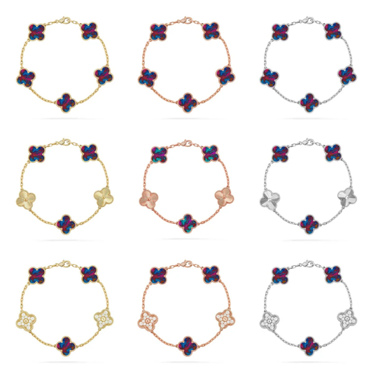 [Dawnora Jewelry]CLOVER 5 MOTIF COLOR GEMSTONES BRACELET COLLECTION
