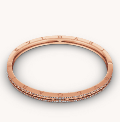[Dawnora Jewelry]ZERO 1 SPIRAL AND PAVED DIAMOND PINK GOLD BRACELET