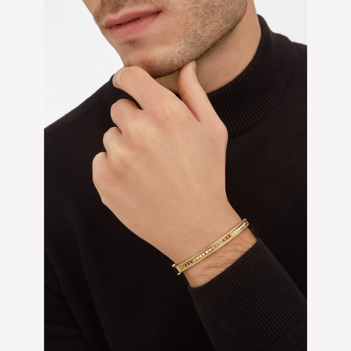 [Dawnora Jewelry]ZERO 1 SPIRAL AND PAVED DIAMOND GOLD BRACELET
