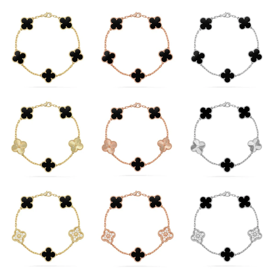 [Dawnora Jewelry] CLOVER 5 MOTIF ONYXS BRACELET COLLECTION