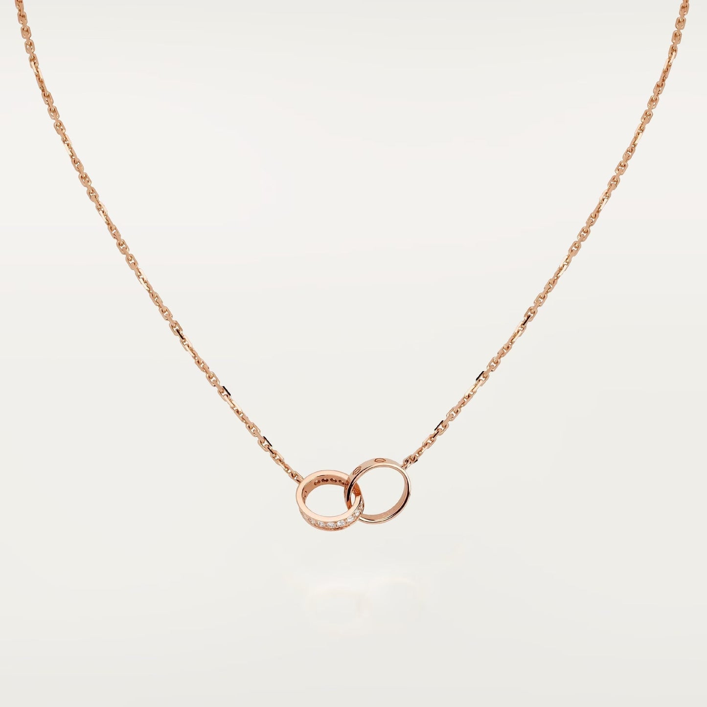 [Dawnora Jewelry]LOVE DOUBLE RING HALF DIAMOND NECKLACE