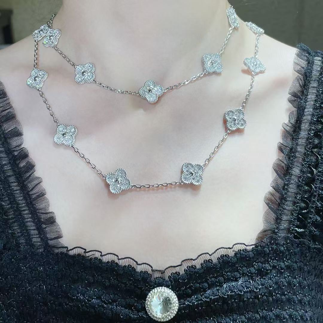[Dawnora Jewelry]CLOVER 20 MOTIFS FULL-DIAMOND NECKLACE