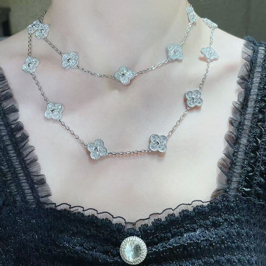 [Dawnora Jewelry]CLOVER 20 MOTIFS FULL-DIAMOND NECKLACE
