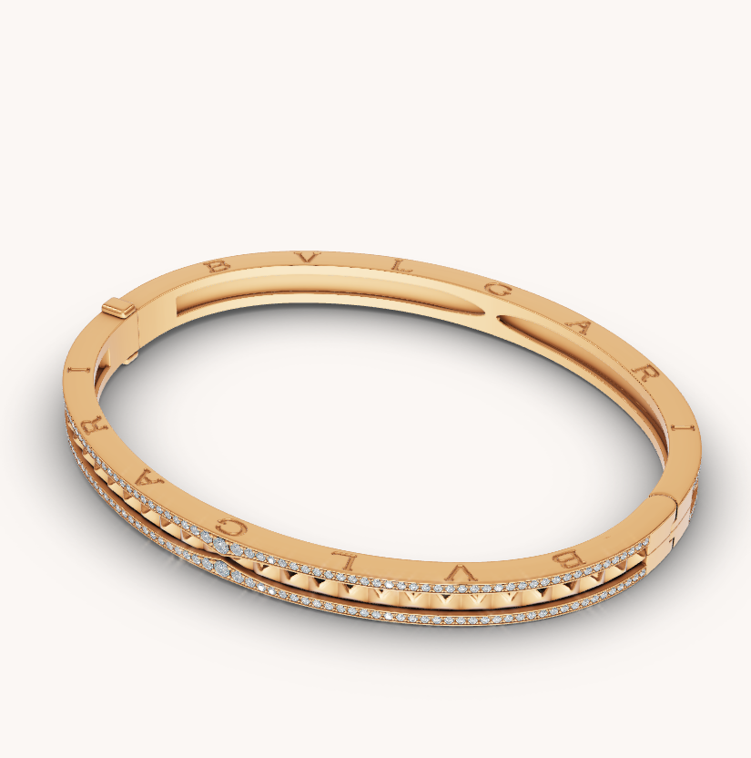[Dawnora Jewelry]ZERO 1 SPIRAL AND PAVED DIAMOND GOLD BRACELET