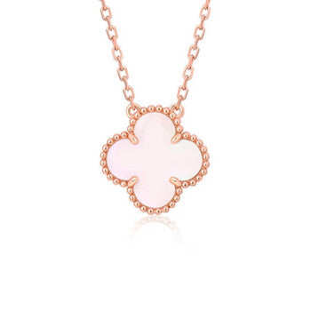 [Dawnora Jewelry]CLOVER 15MM PINK MOTHER-OF-PEARL SINGLE FLOWER NECKLACE