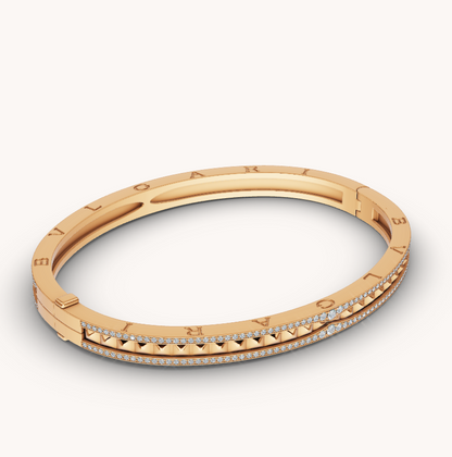 [Dawnora Jewelry]ZERO 1 SPIRAL AND PAVED DIAMOND GOLD BRACELET