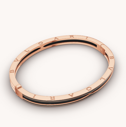 [Dawnora Jewelry]ZERO 1 PINK GOLD WITH MATTE BLACK CERAMIC BRACELET