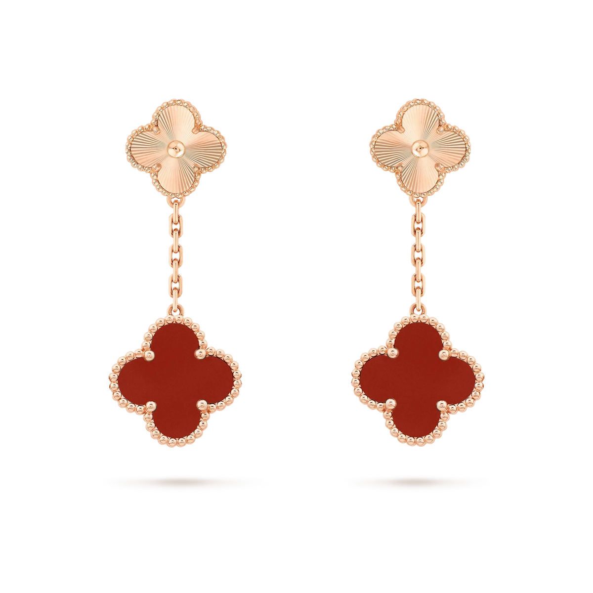 [Dawnora Jewelry]CLOVER 2 MOTIF  LASER CARNELIAN EARRINGS
