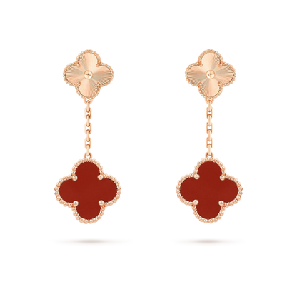 [Dawnora Jewelry]CLOVER 2 MOTIF  LASER CARNELIAN EARRINGS