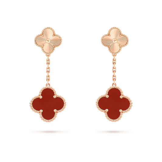 [Dawnora Jewelry]CLOVER 2 MOTIF  LASER CARNELIAN EARRINGS