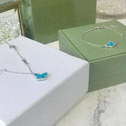 [Dawnora Jewelry]BUTTERFLY TURQUOISE BUTTERFLY BRACELET SILVER