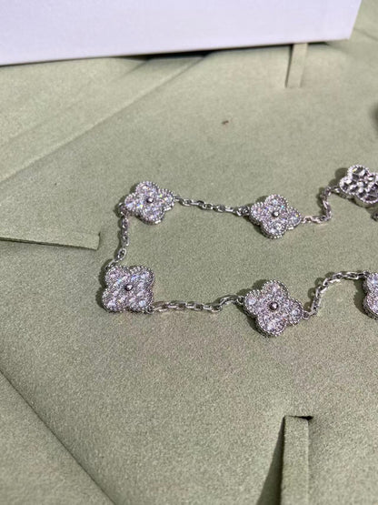 [Dawnora Jewelry]CLOVER 10 MOTIFS  FULL DIAMOND NECKLACE