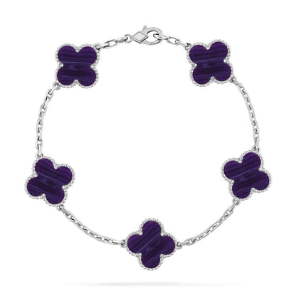 [Dawnora Jewelry]CLOVER 5 MOTIF PURPLE STRIPES BRACELET COLLECTION
