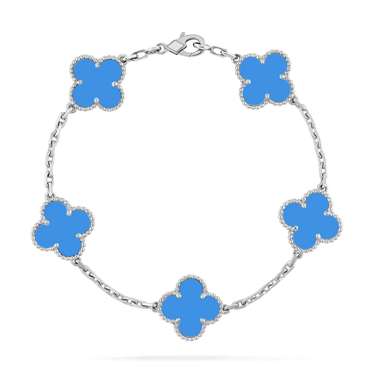 [Dawnora Jewelry] CLOVER 5 MOTIF BLUE AGATE BRACELET COLLECTION