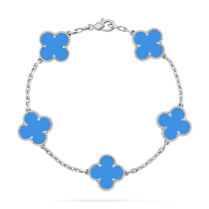 [Dawnora Jewelry] CLOVER 5 MOTIF BLUE AGATE BRACELET COLLECTION