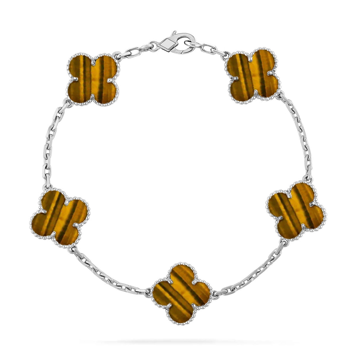 [Dawnora Jewelry] CLOVER 5 MOTIFS TIGER EYE BRACELET COLLECTION