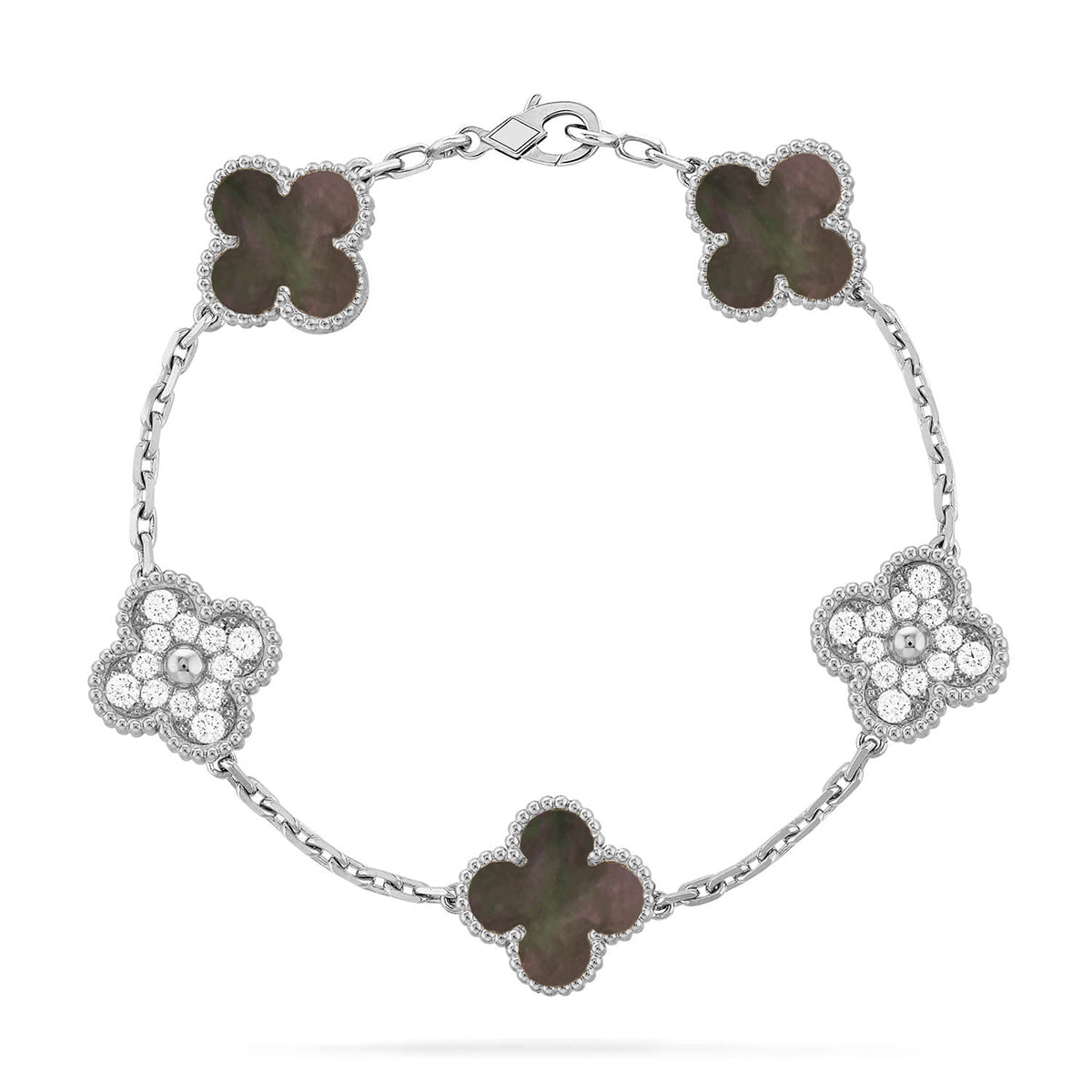 [Dawnora Jewelry] CLOVER 5 MOTIF GRAY MOP BRACELET COLLECTION