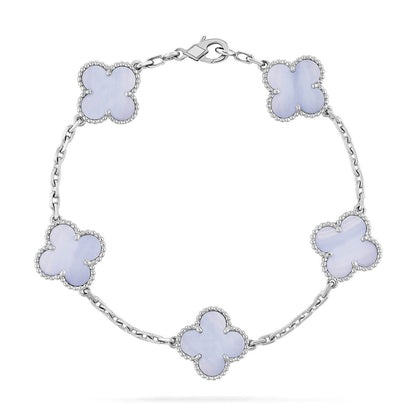 [Dawnora Jewelry] CLOVER 5 MOTIF PURPLE CHALCEDONY BRACELET COLLECTION