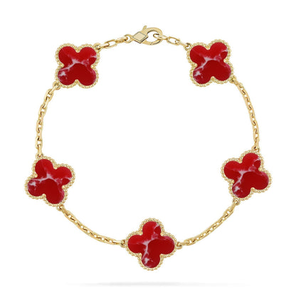 [Dawnora Jewelry]CLOVER 5 MOTIF RED PATTERN BRACELET COLLECTION