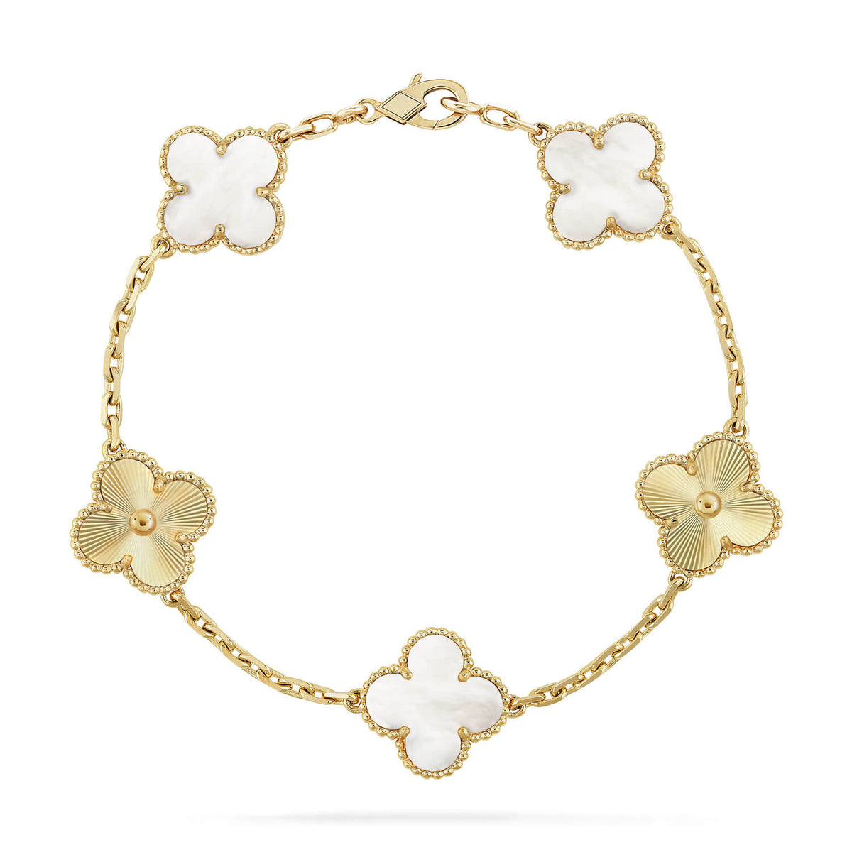 [Dawnora Jewelry]CLOVER WHITE PEARL MOP 5 MOTIF BRACELET COLLECTION