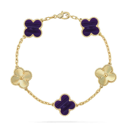 [Dawnora Jewelry]CLOVER 5 MOTIF PURPLE STRIPES BRACELET COLLECTION