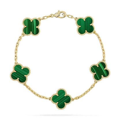[Dawnora Jewelry] CLOVER 5 MOTIF MALACHITE BRACELET COLLECTION