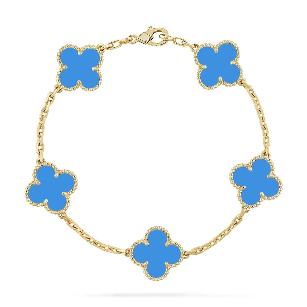 [Dawnora Jewelry] CLOVER 5 MOTIF BLUE AGATE BRACELET COLLECTION