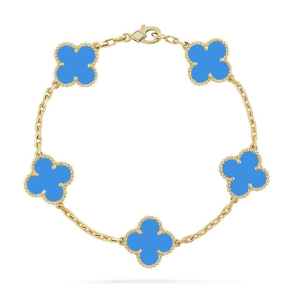 [Dawnora Jewelry] CLOVER 5 MOTIF BLUE AGATE BRACELET COLLECTION