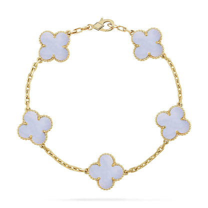 [Dawnora Jewelry] CLOVER 5 MOTIF PURPLE CHALCEDONY BRACELET COLLECTION