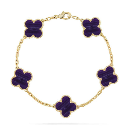 [Dawnora Jewelry]CLOVER 5 MOTIF PURPLE STRIPES BRACELET COLLECTION