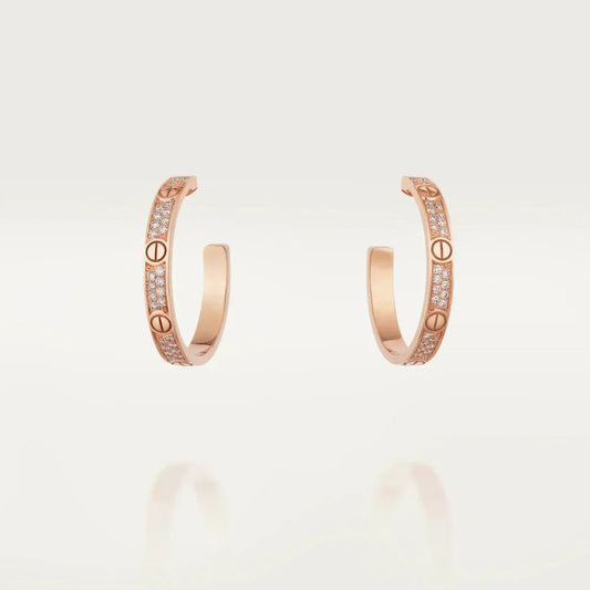 [Dawnora Jewelry]LOVE EARRINGS 3.6MM DIAMOND PAVED