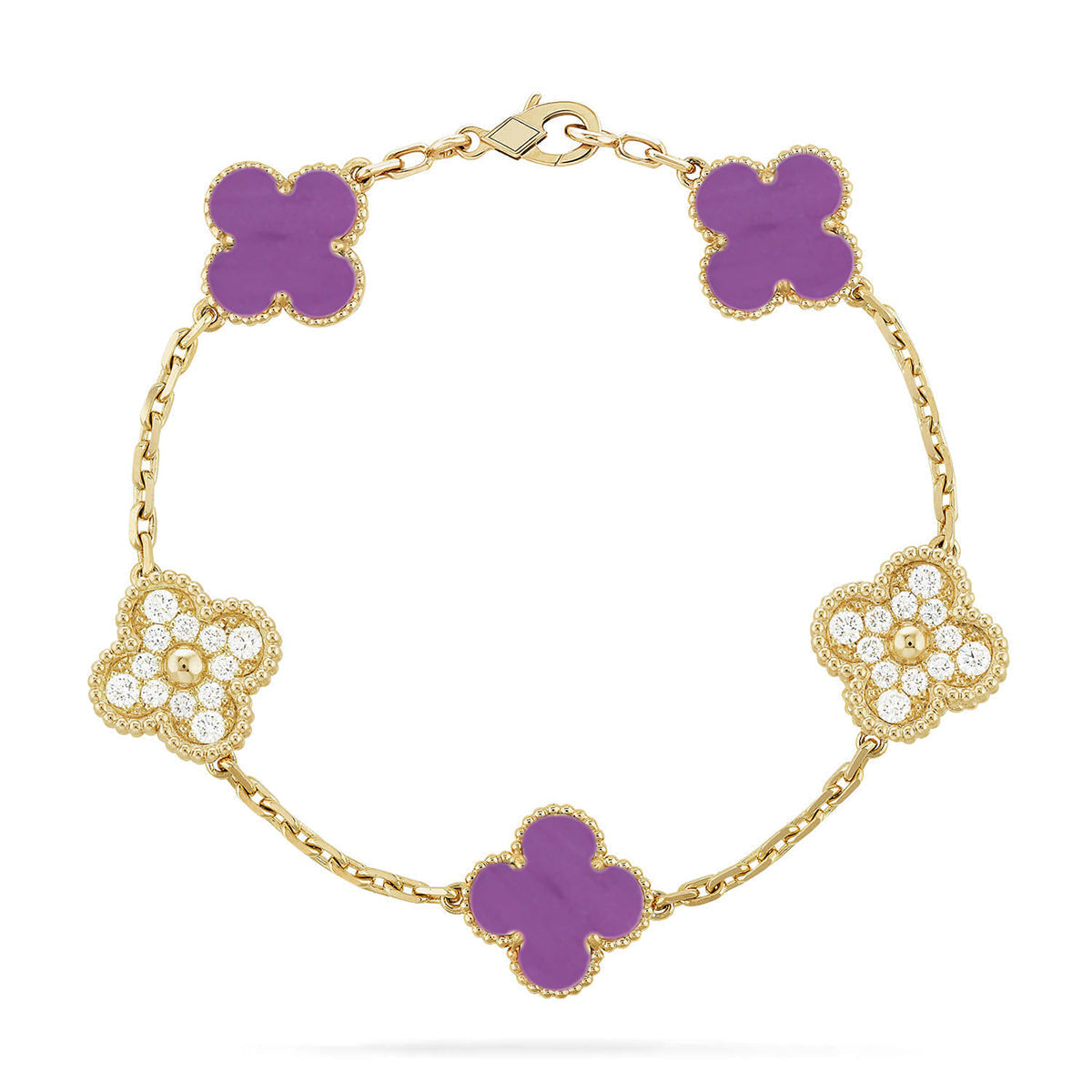 [Dawnora Jewelry] CLOVER 5 MOTIF VIOLET BRACELET COLLECTION