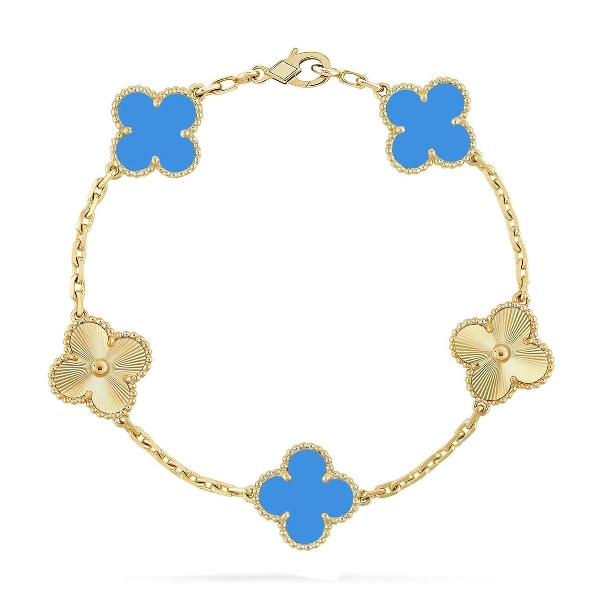 [Dawnora Jewelry] CLOVER 5 MOTIF BLUE AGATE BRACELET COLLECTION