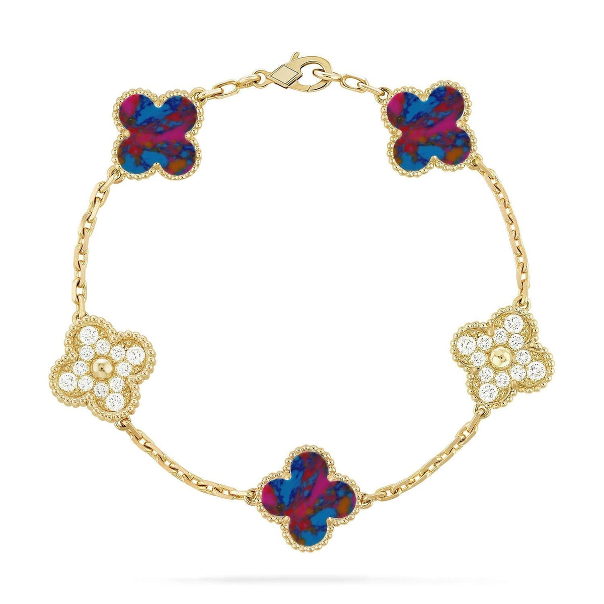 [Dawnora Jewelry]CLOVER 5 MOTIF COLOR GEMSTONES BRACELET COLLECTION