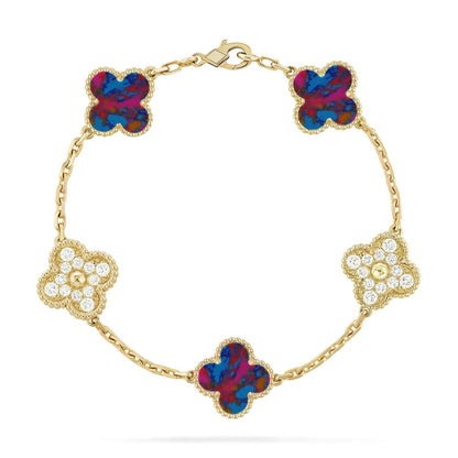 [Dawnora Jewelry]CLOVER 5 MOTIF COLOR GEMSTONES BRACELET COLLECTION