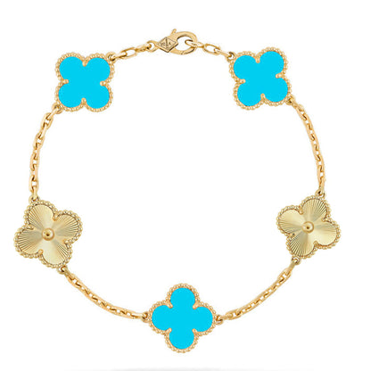 [Dawnora Jewelry] CLOVER 5 MOTIF TURQUOISE BRACELET COLLECTION