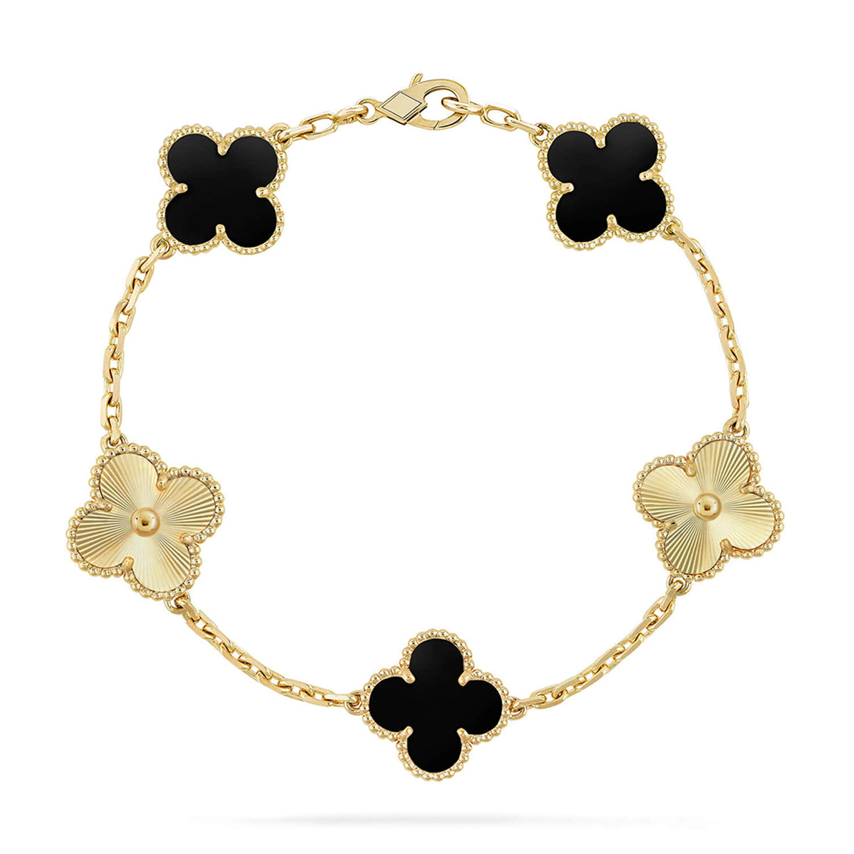 [Dawnora Jewelry] CLOVER 5 MOTIF ONYXS BRACELET COLLECTION