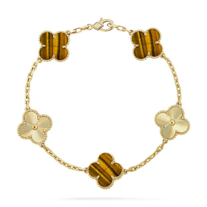 [Dawnora Jewelry] CLOVER 5 MOTIFS TIGER EYE BRACELET COLLECTION