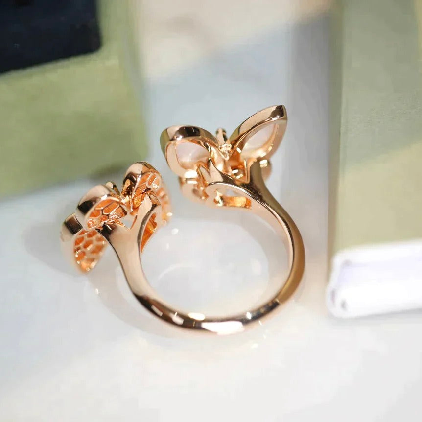 [Dawnora Jewelry]TWIN BUTTERFLY DIAMOND MOP RING