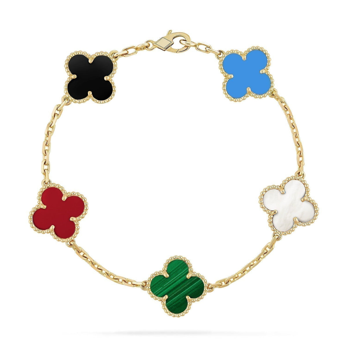[Dawnora Jewelry]CLOVER 5 MOTIFS MULTICOLOR BRACELET