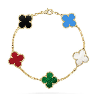[Dawnora Jewelry]CLOVER 5 MOTIFS MULTICOLOR BRACELET