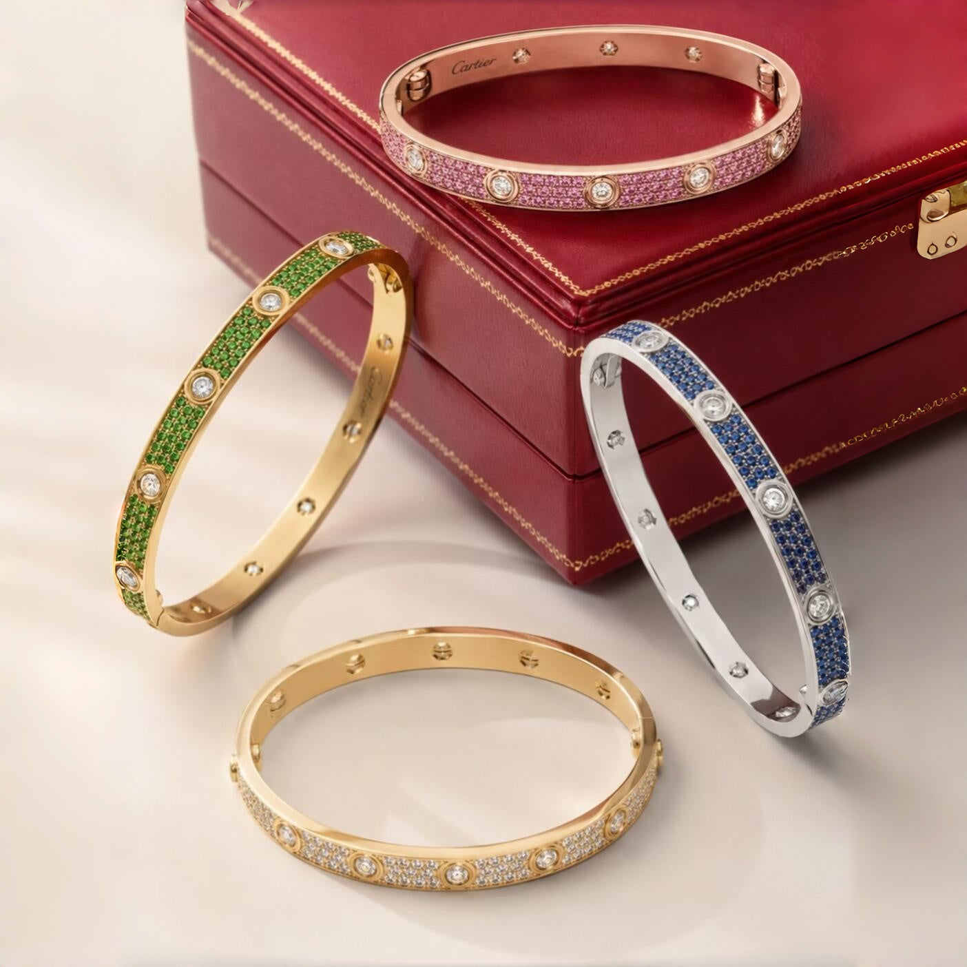 [Dawnora Jewelry]2026 PAVE GEMSTONE LOVE BRACELET 6.1MM 10 DIAMONDS