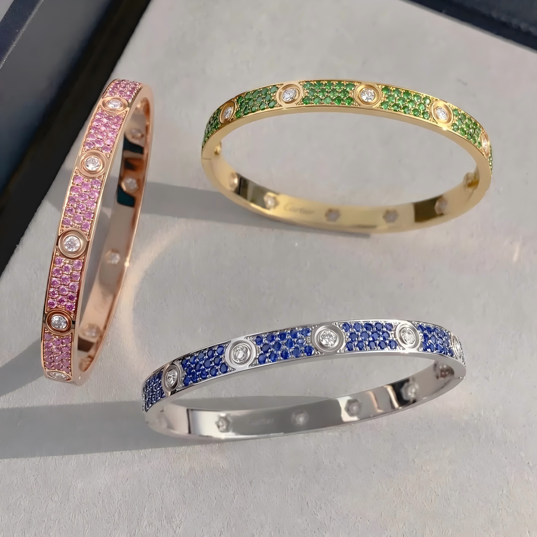 [Dawnora Jewelry]2026 PAVE GEMSTONE LOVE BRACELET 6.1MM 10 DIAMONDS